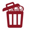 Illustration Abfalleimer und Textnachrichten
