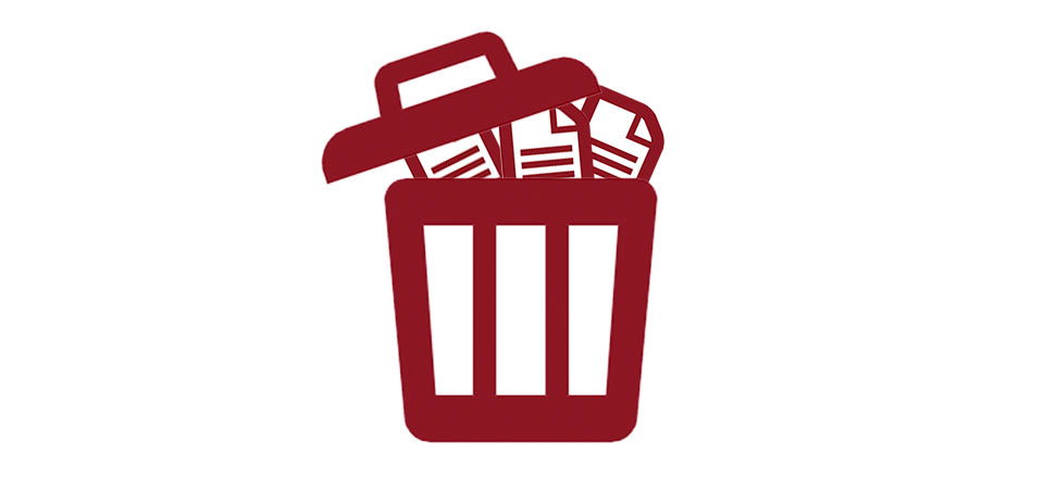 RSTKLTR-SPAM Illustration Abfalleimer und Textnachrichten